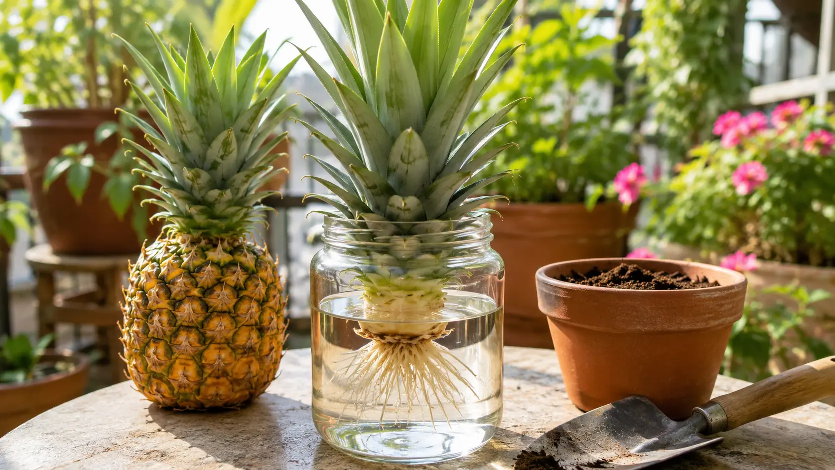 Rooting the Pineapple Top
